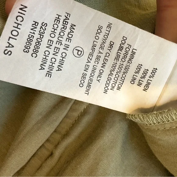 NICHOLASSage Green Strapless 100% Linen Jumpsuit